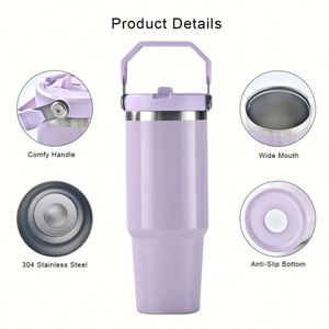 Vaso Térmico Personalizado con Logotipo de 30 oz, Taza de Café de Acero Inoxidable de Doble Pared con Aislamiento al Vacío, Vasos de Viaje para Auto de 30 oz con Asa y Tapa - Product Image 3