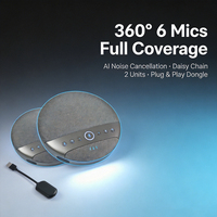 Haut-parleur de conférence sans fil professionnel 48K 360° °   Microphone omnidirectionnel avec double interface pour les réunions Zoom/Teams