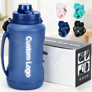 2000ml Collapsible Food Grade Silicone Plastic Water Jug With Handle Carry Strap <b>Large</b> Capacity Foldable Bottle Custom Logo - Product Image 1