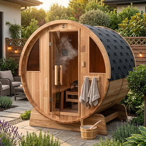 Sauna Eléctrica de Barril para Exteriores, de Madera Sólida, Estilo Contemporáneo, Material Natural, con Conexión a la Red Eléctrica - Product Image 2