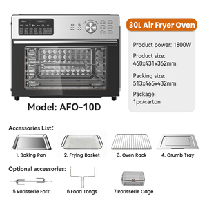 Oven Penggorengan Udara Digital LED 21-in-1 Gaya Baru Kapasitas Besar 30L Tanpa Minyak dengan Panel Kontrol untuk Penggorengan Udara - Product Image 2