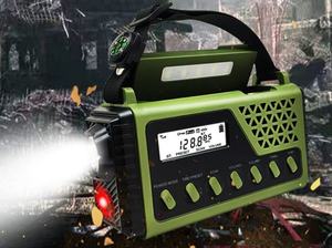 Radio portátil multifuncional con manivela solar, AM FM SW, con pantalla digital, linterna, altavoz incorporado y brújula para exteriores. - Product Image 3