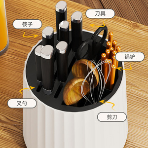 Rotating Knife Rack 17Pcs Magnetic <b>Plastic</b> Countertop Knife Holder Chopstick Storage Kitchen <b>Block</b> - Product Image 2