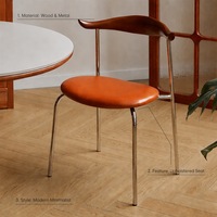 Chaise de salle à manger moderne avec pieds en métal, dossier en bois courbé et assise rembourrée pour salle à manger, cuisine et usage domestique