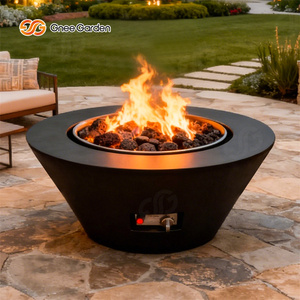 Gnee Garden Modern Outdoor Bioethanol <b>Fire</b> Pit Powder Coated Metal Freestanding for Patio Heating - Product Image 5