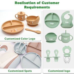 Trẻ em ăn tối Bộ yếm tấm bát thìa khác bé ăn Nguồn cung cấp Silicone bé bộ đồ ăn đặt - Product Image 5