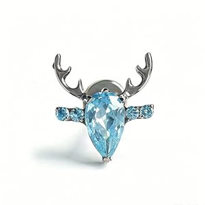 Boucles d'oreilles clous cerf en titane ASTM F136 avec zircon 5A taille poire, bijoux de Noël tendance, tête de remplacement pour clou de <span class=keywords><strong>langue</strong></span> et de lèvre - Product Image 4