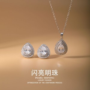 Ensemble de boucles d'oreilles et collier en forme de goutte d'eau, en alliage de cuivre, bijoux de fête - Product Image 1