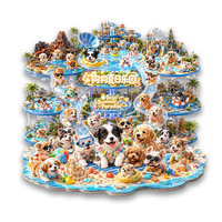 Aimant de réfrigérateur magnétique 3D en métal gaufré, souvenir d'attraction touristique Dog Summer Paradise, cadeau culturel et créatif