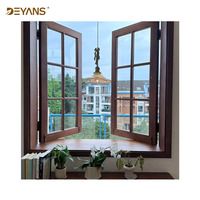 Ventanas DEYANS de Madera Revestida de Aluminio, Ventanas con Rejilla Resistentes a la Humedad y Anti-Termitas, Estilo Francés Retro para Resorts Tropicales y B&B