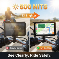 Caméra de tableau de bord pour moto M1-CarPlay avec écran tactile IPS de 5 pouces, navigation GPS intégrée, affichage du compteur de vitesse CarPlay