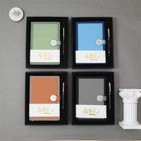 DEPAI A5 Cuaderno de Direcciones con Cubierta de Cuero Sintético PU, Serie Gratitud, Encuadernación Térmica, 100 Hojas, Bolígrafo, Papelería, Set de Regalo en Caja, ¡Oferta Caliente!