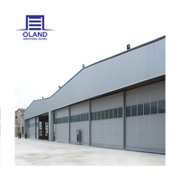 Porte de hangar industrielle coulissante automatique en acier isolé chinois OLAND avec fonction coupe-vent et ouverture latérale électrique