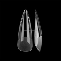 Faux ongles en gel souple, pré-polis, longs, forme stiletto, pour nail art DIY, avec cuticule fine, anti-rayures, 00 tailles, pour ongles volumineux
