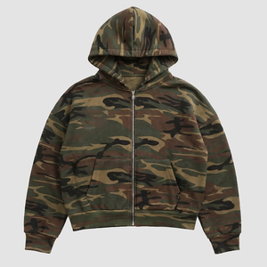 Sudadera con Capucha Personalizada de Fabricante, 500GSM, Impresión Completa DTG, Camuflaje Vintage, con Cierre - Product Image 2