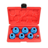 Juego de Llaves de Filtro de Aceite CIHOO de 7 Piezas, 24, 27, 30, 32.5, 36, 38 mm, Aluminio, Adaptador 3/8 1/2, Herramientas Automotrices, Estuche Rígido