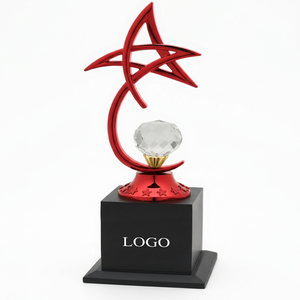 Trofeo de Cristal Estrella Roja con Base Negra Pulida de 12 Pulgadas, Premio Deportivo Duradero Grabado - Product Image 1