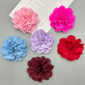 Flor de gasa hecha a mano de 8 cm para el cabello, zapatos, bolsos, ropa, accesorios decorativos. - Product Image 1