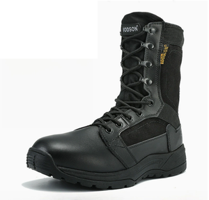 Bottes tactiques DFS3S pour hommes, légères et respirantes, avec fermeture éclair latérale, en toile noire et kaki avec cuir - Product Image 2