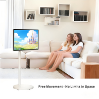 Pantalla Inteligente Móvil de 27/32 Pulgadas, Pantalla Táctil 4K UHD, Televisor Portátil con Ruedas, Batería Integrada, Android 11, Monitor Inalámbrico Giratorio