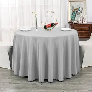 Nappe de fête de mariage nappes pour événements église Banquet Restaurant taille personnalisée damassé Polyester rond personnalisé blanc tissé