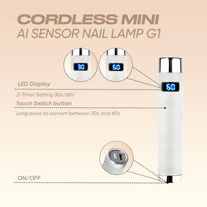 <span class=keywords><strong>Lampe</strong></span> à <span class=keywords><strong>ongles</strong></span> sans fil professionnelle Hanyi Premium avec capteur IA G1, minuterie 30s/60s, utilisation domestique, lumière <span class=keywords><strong>UV</strong></span> LED portable, personnalisable OEM, végane - Product Image 6