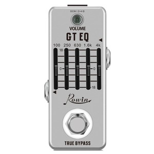 Pedal ecualizador de guitarra eléctrica Rowin de 5 bandas 100Hz 250Hz 630Hz <span class=keywords><strong>1</strong></span>,6 kHz 4kHz True Bypass <span class=keywords><strong>1</strong></span>/4 pulgadas Mono efectos de carcasa metálica - Product Image 1