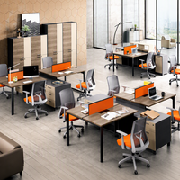 Poste de travail modulaire LEADCOM G-FN643M de classe E0 pour bureau ouvert, bureau de personnel face à face avec cloison de rangement pour bureau commercial