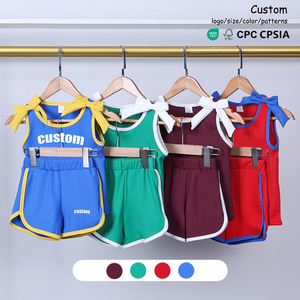 Conjunto Deportivo de Verano para Niños con Ribete de Tela, Top sin Mangas y Pantalones Cortos para Correr, Uso Diario, Fabricante de Marca Privada - Product Image 1