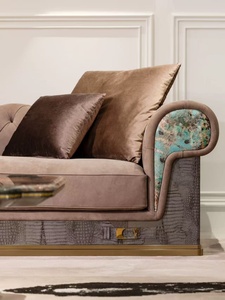 Sofá de Tela Estilo Nórdico con Relleno Grueso de Plumón de Ganso, Estructura de Madera Estable, Sofá Elegante para el Hogar y el Ocio - Product Image 5