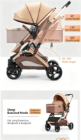 Poussette réversible haute vue pour bébé, cadre en acier inoxydable, légère, pliable, multicolore, 0-3 ans, extérieur