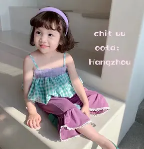 الجملة الكورية فساتين طفلة الصيف الفتيات فساتين بوتيك البولكا نقطة اللباس أطفال اثنان قطعة ملابس للبنات
