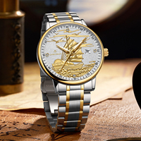 Montre mécanique pour homme entièrement automatique OEM à cadran guilloché, montres-bracelets en acier inoxydable, chronographe, aiguilles lumineuses, étanche 3BAR