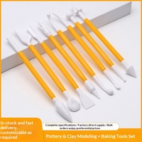 Outils de poterie, ensemble de 8 pièces avec outils de gaufrage pour pâtisserie en plastique, dans des sacs OPP, modèle 100001-70, fabriqué en Chine