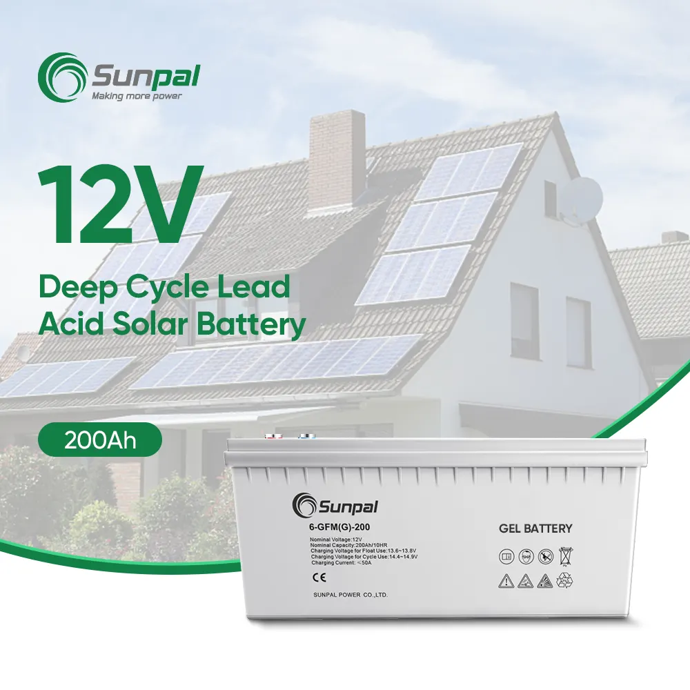 Sunpal 최고 공급 업체 배터리 12 볼트 50Ah 100Ah 150Ah 200Ah 충전식 젤 태양 전지