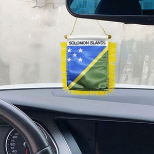 Bandera Personalizada de las Islas Salomón, Bandera de Satén para Coche, Mini Bandera con Borlas Amarillas - Product Image 2