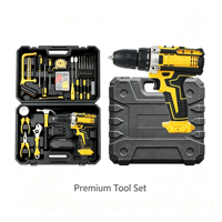 Ensemble d'outils électriques sans fil 21V, perceuse à percussion multifonctionnelle, kit de tournevis, kit combiné d'outils portables pour le travail du bois