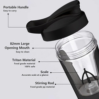 Mélangeur portable de bouteille de shaker de protéines électrique rechargeable par USB de 15oz pour shakes de protéines, smoothies et pré-entraînement