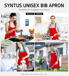 Tablier en coton pour serveuse de <span class=keywords><strong>restaurant</strong></span>, noir, blanc, rose, logo personnalisé Tablier de cuisine de chef cuisinier BBQ pour femmes hommes avec poche - Product Image 3