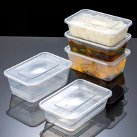 Conteneur alimentaire rectangulaire transparent en PP, jetable, personnalisé, compatible micro-ondes et congélateur, pour la préparation de repas et la vente à emporter en gros