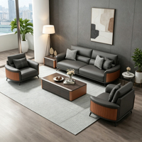 Conjunto de Sofás de Oficina Modernos y Minimalistas de Cuero con Estructura de Madera para Oficina en Casa, Sala de Estar y Uso en Hoteles