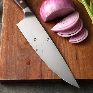 8 inç alman 1.4116 paslanmaz çelik mutfak şef bıçağı yüksek kalite kırmızı sandal ahşap kolu