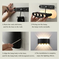 Lampe murale moderne en aluminium LED pour extérieur et intérieur, IP65, blanc/noir, pour la maison, les escaliers, la chambre à coucher, le chevet, la salle de bain