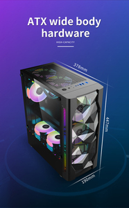 SNOWMAN Werks unterstützung Benutzer definiertes Logo PC-Gehäuse <span class=keywords><strong>Gaming</strong></span> mit Mesh-Panel Temper glas ATX Tower PC-Gehäuse mit schwarzem Rahmen Für Spieler - Product Image 4