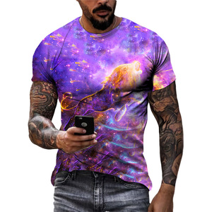 T-shirt da uomo casual in 100% poliestere, lavorata a maglia, traspirante, girocollo, a maniche corte, vestibilità ampia, con grafica <span class=keywords><strong>3D</strong></span> digitale a costellazioni - Product Image 6