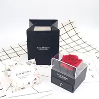 Sevenstar toptan sevgililer günü sabun çiçek siyah kare akrilik çiçek kutusu romantik doğum günü hediyesi takı hediye kutusu