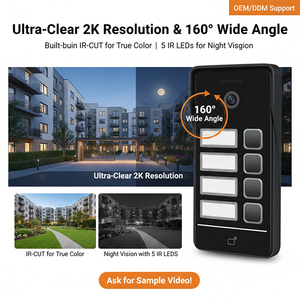 <span class=keywords><strong>Interphone</strong></span> vidéo 2 fils Hiwink avec reconnaissance faciale et palmaire, déverrouillage, étanche IP65, Tuya DC 24V, adapté aux immeubles multi-appartements - Product Image 1