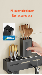 ווים & קיר ארגון נירוסטה סכין & מקלות אכילה מחזיק שחור מתכת תליית מטבח כלי - Product Image 3