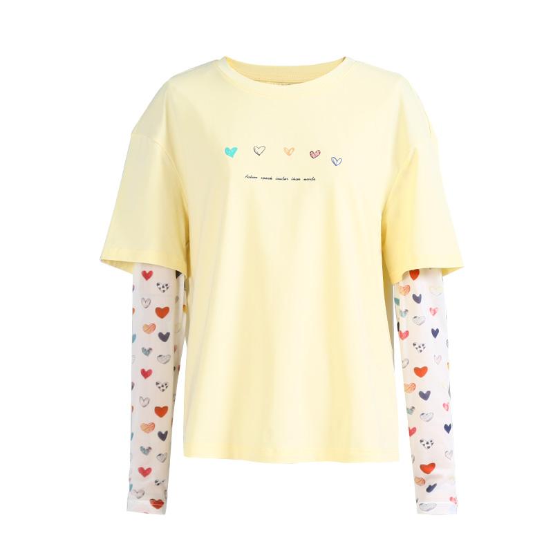 Back in stock hot sale latest spring printed long sleeve women t shirts