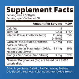 OEM 120 Capsule di Calcio, Magnesio, Zinco e Vitamina <span class=keywords><strong>D3</strong></span>, Nutrienti Essenziali per Ossa e Denti Forti - Product Image 6